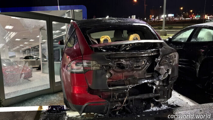 Man Taken into Custody Following Suspected Molotov Cocktail Incident and Shooting at Tesla Store | Carscoops